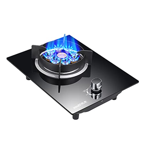 Placa de Gas, Encimera de Gas, Cocina de Gas de 33 cm empotrada en el Interior, Cristal Negro Templado a Prueba de explosiones.