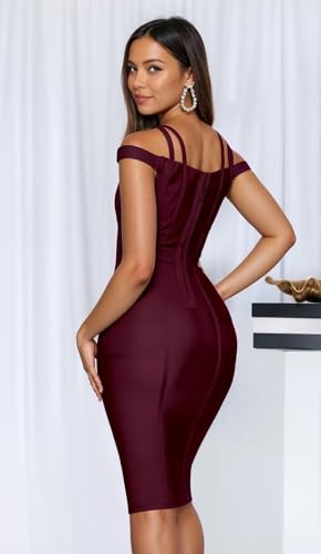 Image of Hybrid & Company Women's Elegant Bandage Dress | Stretch fabric, flattering bodycon fit, elegant silhouette, suitable for cocktail parties, events, and special occasions