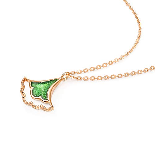 Image of CHOW SANG SANG Delicate Gold 18K Rose Gold Enamel Gingko Leaf Bracelet, Necklace for Women 92255B 92255N