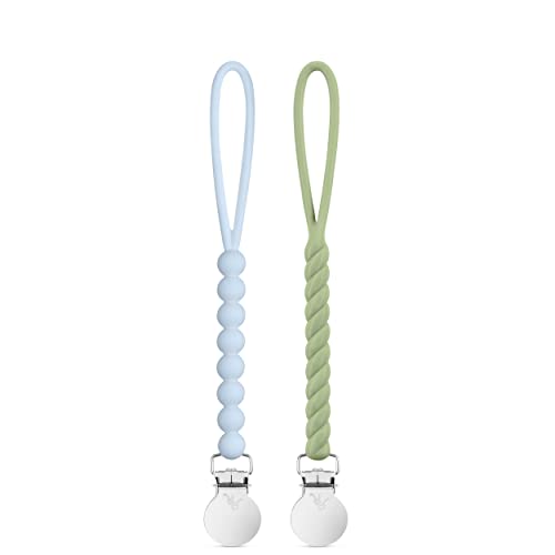 Image of Ryan & Rose Cutie Clip 2 Pack - Pacifier Clip Holder Silicone (Judy-Blue/Roper-Sage)