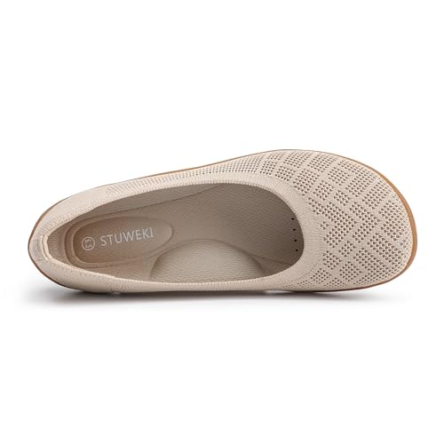 Image of KBZone Women's Flat Shoes Round Toe Knit Ballet Flat Comfort Dressy Flat Walking Shoes