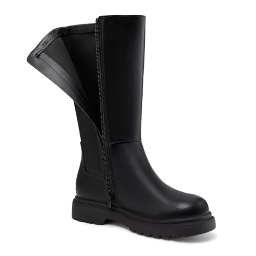 Athlefit Girls Knee High Boots Kids Fashion Low Heel Side Zipper Tall Riding Boots for Toddler Little Kid Big Kid4