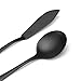 Matte Black Serving Set，SHARECOOK 5-Piece 18/0 Stainless Steel Large Hostess Set with Round Edge, Satin Finished, Dishwasher Safe -Spoons, Forks,Butter Knife& Slotted Spoon
