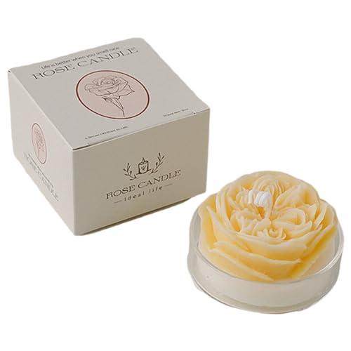 Mewealth Rose Candles Gifts for Women, Soy Wax Aromatherapy Candle, Room Decor Cute Flower Shaped Scented Candles, Aesthetic Decorative (Chamomile, 2.5 Inch)