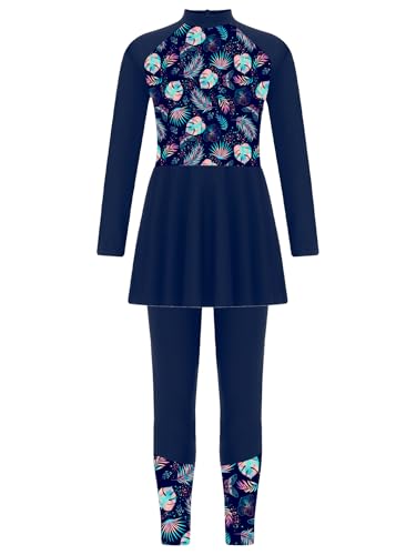 Sxiwei Kids Girls 2Pcs UPF50+ Rash Guard Sun Protection Swimsuit Beach Bathing Suit Swim Dress Top with Pants3