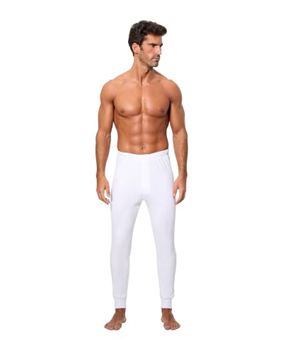 Abanderado Long John Pantalón Térmico Algodón de invierno Hombre x1, Blanco, XL