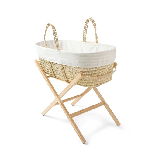 Clair de Lune Scandi Palm - Moisés con Soporte Plegable Natural, 74 x 30 cm, Color Blanco