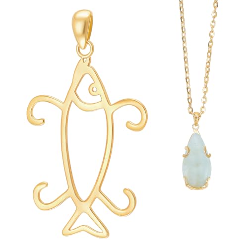 BENECREAT 925 Colgante de Plata de Ley con Forma de Pez Y Dos Garras, Colgante de Pepitas Hecho A Mano En Blanco para Hacer Collares Y Joyas., 33x22x1mm de Oro