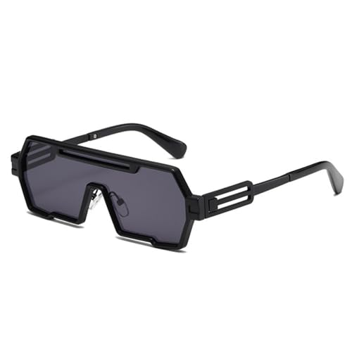Lunettes de soleil Vintage métal Punk luxe surdimensionnée une pièce noir gris