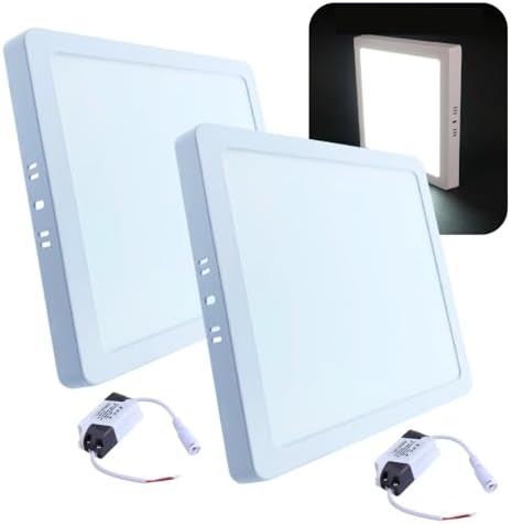 Kit Com 2 Painel Plafon LED de Sobrepor 18W Quadrado 21x21cm Slim...