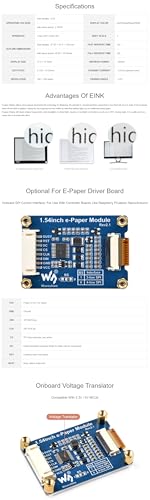 Image of 1.54inch e-Paper Display (G) - 200x200 Red /Yellow /Black /White e-Ink Screen with SPI Interface, Ultra-Low Power Consumption, Wide Viewing Angle for Raspberry Pi, Arduino, Jetson Nano