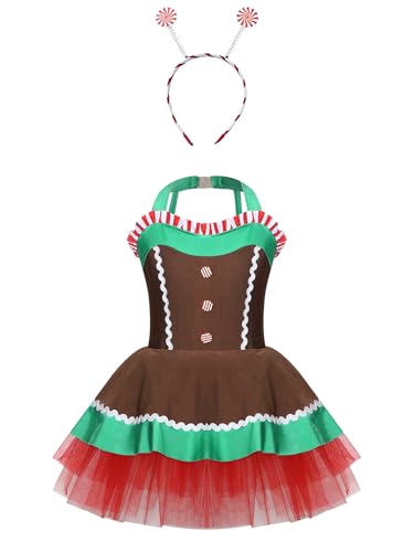 Robe de Noël pain d'épice fille pour spectacle de danse et fête de fin d'année en famille