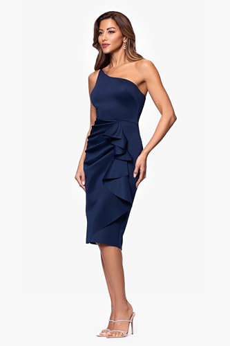 Image of Xscape Women's Long Flower Ilusion Sleeve Off-the-Shoulder Scuba Crepe Gown