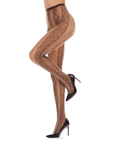 Image of MeMoi Women's Linear Floral Netted Nylon Tights