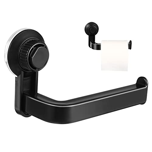 TOPBATHY Wall-Mounted Tissue Holder with Suction Cup No Drill Toilet Paper Roll Holder and Towel Rack 5.71X3.94X2.56 Inch Bathroom Organizer for Home Office Hotel