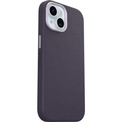 Image of OtterBox iPhone 15 Symmetry Series Cactus Leather for MagSafe - Plum Luxe (Purple), Snaps to MagSafe, Ultra-Sleek, Raised Edges Protect Camera & Screen