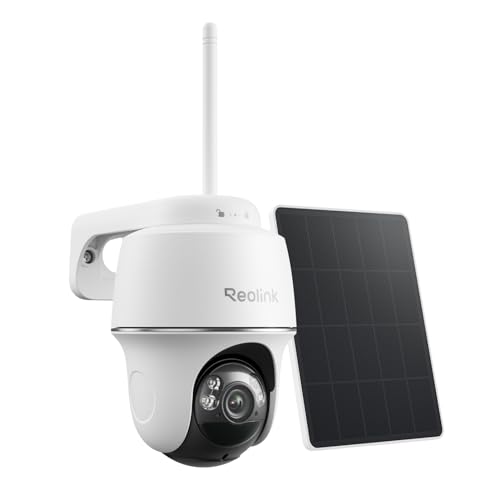 Reolink 2K+ Solar Security Camera Outdoor Wireless, 2.4/5 GHz WiFi Battery-Powered Camera with 360° Pan-Tilt, Person/Vehicle Detection, No Monthly Fee for Local Storage, Argus PT 5MP + Solar Panel