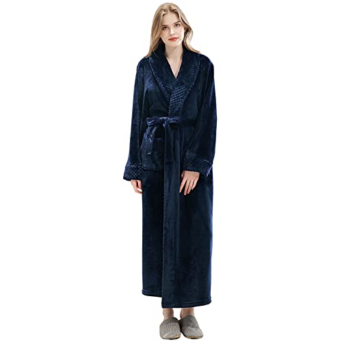 Image of Hellomamma Long Bath Robe for Womens Plush Soft Fleece Bathrobes Nightgown Ladies Pajamas Sleepwear Housecoat