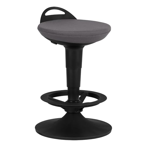 Image of Adjustable-Height Padded Lab Stool - Dark Grey