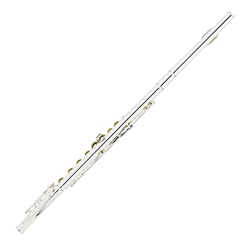 Flauta Fl-428 Curve E Split Key Instrumento de Flauta de 16 Agujeros C Cobre Plata Accesorios Gratis para Principiantes Puede ser Utilizado por niños