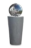 Kiom Kugelbrunnen Gartenbrunnen Brunnen FoBoule Grey mit Edelstahlkugel 75cm 10865