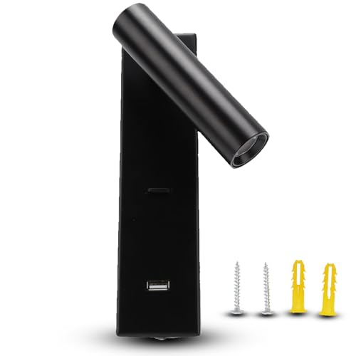 Equlup LED Wandleuchte mit USB-Anschluss Schwarz