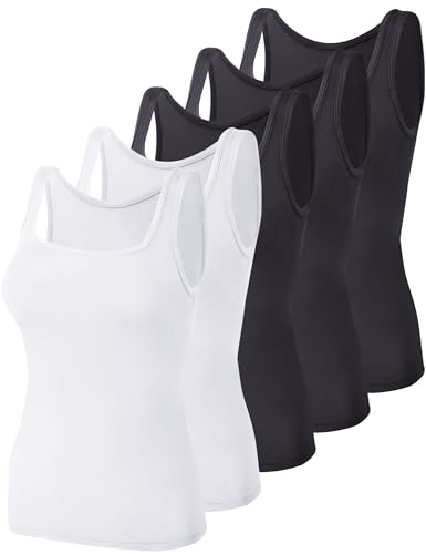 Image of BQTQ 5 Pack Women's Tank Tops Square Neck Sleeveless Ladies Tank Top Undershirts