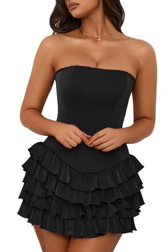 Women's Off Shoulder Cocktail Party Dresses Short Tiered Homecoming Dress Satin Bodycon Birthday Mini Prom Dress