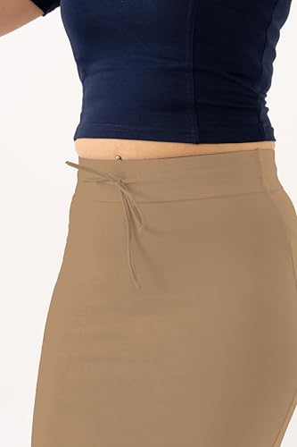 Image of DESI GIRL Cotton Lycra Stretchable Saree Shapewear Petticoat with Drawstring for Women | Fishcut Saree Petticoat with Side Slit for Easy Movement | Saree Shaper | Long inskirt