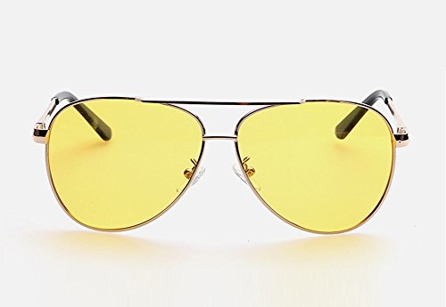 Mens Night View Night Vision Polarized Glasses Driver's Yellow UV400 Driving Sunglasses Goggles (Golden Frame)2