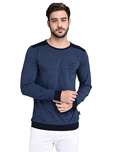 Rigo Camiseta azul con puños y parte inferior de canesú trasero azul marino, Azul, X-Large