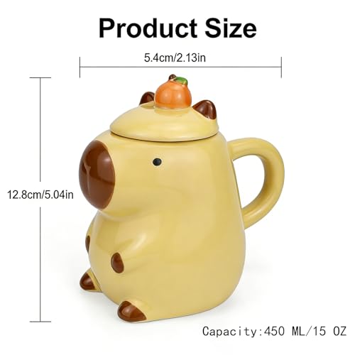 Disoza Capybara Mug Ceramic Tea Cup 15 OZ Funny Coffee Cup Cute One Piece Cappuccino Mug Gifts for Women Men Girlfriend Friend by Disoza - Image 2
