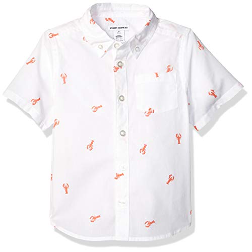 Amazon Essentials - Camicia a maniche corte in popeline/chambray, da bambino, Lobster, US L (EU 134-140 CM)
