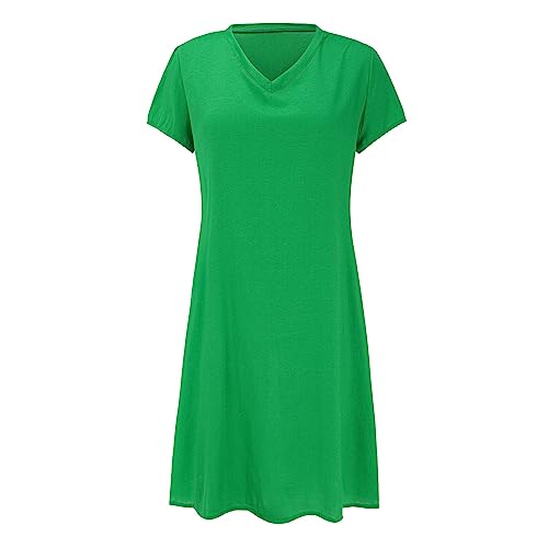 Damenkleid T-Shirt Damen Baumwolle Sommer Damen Freizeitkleid Plus Feminino Größe Vestido Damenkleid Midi-Kleid, grasgrün, XXL