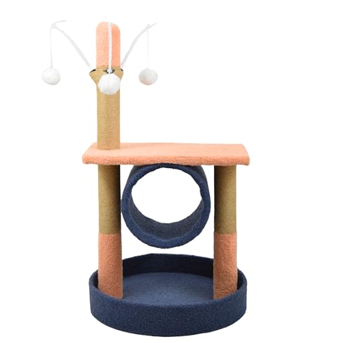 Image of Canyon Cat Tree for Indoor Cats | Cat Scratching Post with Tunnel, Toys & Top Perch | Cat Tower Furniture for Kittens & Cats | Multi-Level Cat Activity Tree | Soft Plush Base