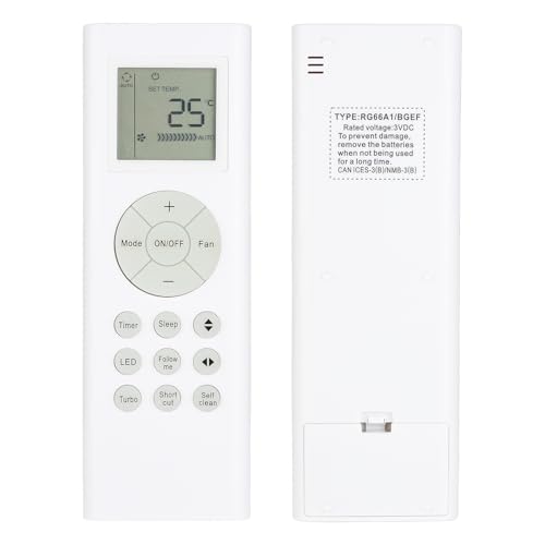 RG66A1/BGEF Mando a Distancia Compatible con Johnson/EAS-Electric/MIDEA Aire Acondicionado RG66A2/BGEF E-ADVANCED25 E-ADVANCED35 EADVA25NT EUM105V EFM125V JT71EX JCM52V Sustitución Controlador