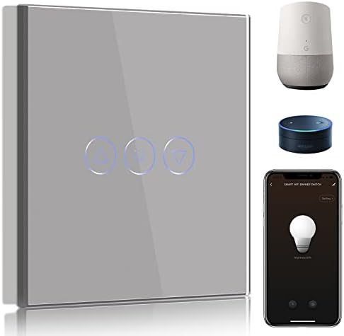 BSEED Smart Dimmer Switch 1 Gang 1 Way,WiFi Dimmer Switch Compatible with Alexa and Google Home,500W Smart Light Switch Black with Smart Life APP Control and Timing Function (Neutral Wire Need)