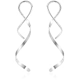 KWUNCCI Spiral Threader Earrings, 18G Handmade Stainless Steel Earrings for Women, Twisted Linear Cu