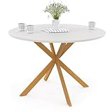 IDMarket - Mesa de comedor redonda Gisele 4-6 personas Pie araña Madera Bandeja Blanco 110 cm