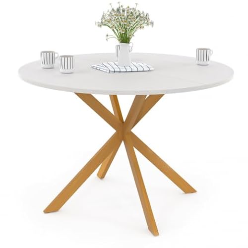 IDMarket - Mesa de comedor redonda Gisele 4-6 personas Pie araña Madera Bandeja Blanco 110 cm