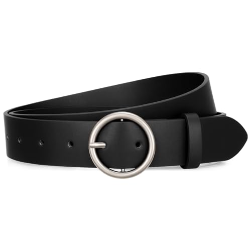 SUOSDEY Fashion Women Leather Belt for Dresses Jeans Pants With Classic Round Buckle - Main Image