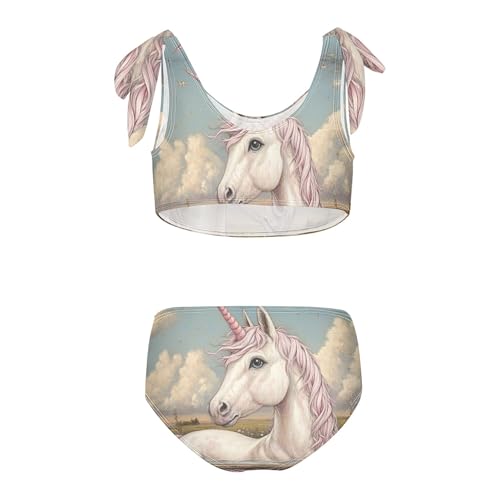 Unicorn in Pink Tub Flower Girls Bikini Sets 2 Piece Swimsuits Bathing Suit Swimwear2