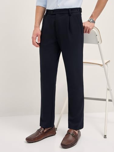 Image of THE BEAR HOUSE Men's Blue Regular Fit Formal Trouser