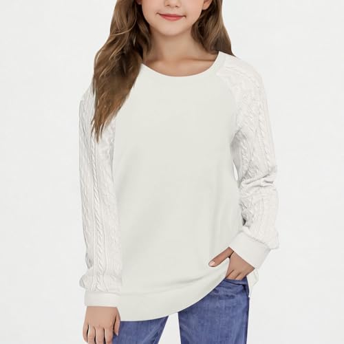 Girls Long Sleeve Shirts Crew Neck Sweatshirt Tween Knit Sweater Cute Tunic Top Trendy Teen Outfit Kids Fall Clothes2