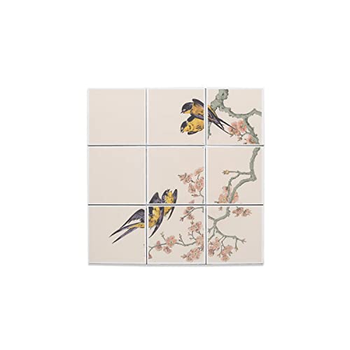Carreaux céramique décoratifs 10,8x10,8 cm hirondelles lot de 9