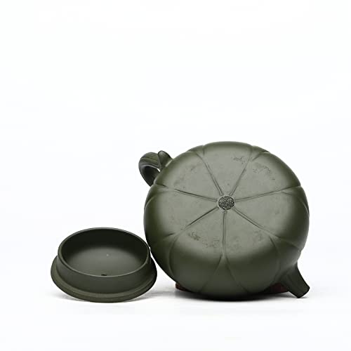 Siline Zisha Teapot 10 Oz/300Cc,Chinese Yixing Green Clay Handmade Teapot,Brew Filter Kung Fu Loose Leaf Tea Maker #TOP3