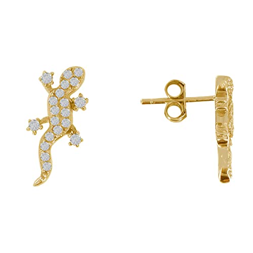 LES POULETTES BIJOUX - Boucles d'Oreilles Plaqué Or Salamandre et Strass