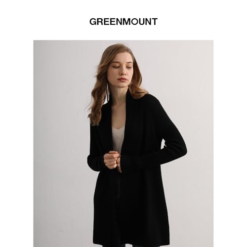 Image of GreenMount Cashmere Women's Front Fashion Cardigan for Annual Lightweight Mid-Length Cashmere Coat