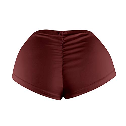 Ulanda Women's High Waist Workout Gym Shorts Ruched Butt Lifting Shorts Booty Shorts Running Lounge Sexy Lingerie Wine