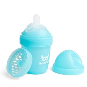 Herobility Double Anti-Colic Baby Bottle | Award-Winning Hero Baby Bottles | Soft Breast- Like Teat, Easy Mixing Lid & Net | Safe & Environment Friendly Materials | 240ml/8.5 fl oz Blue